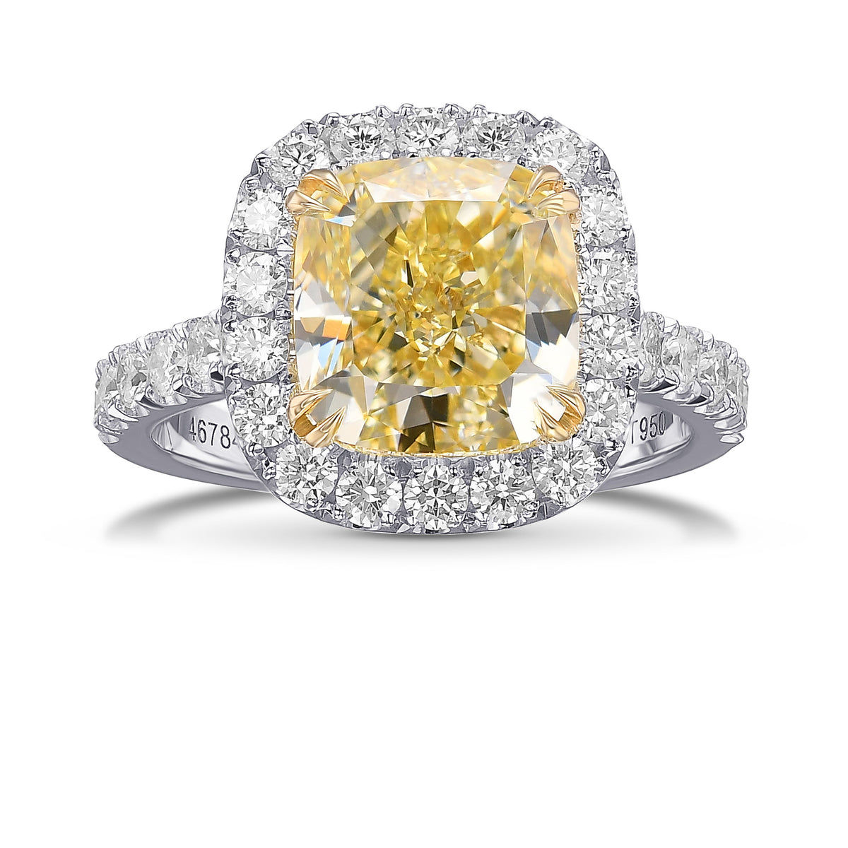 Fancy Yellow Cushion Diamond Halo Ring
