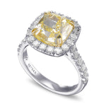 Fancy Yellow Cushion Diamond Halo Ring