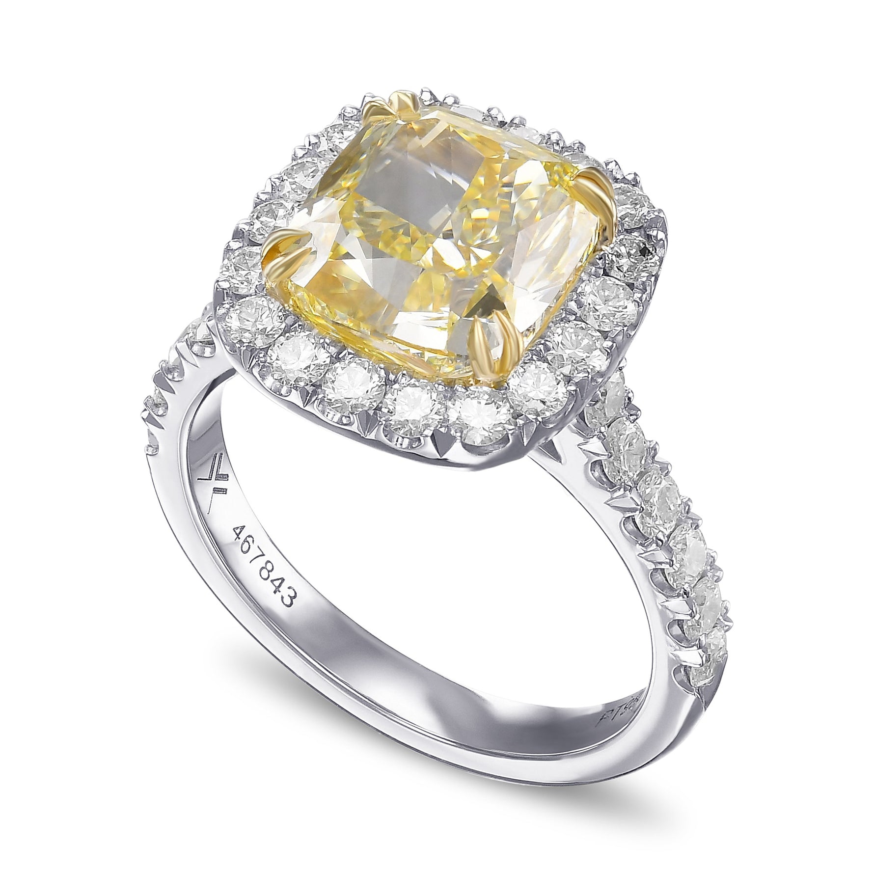 Fancy Yellow Cushion Diamond Halo Ring