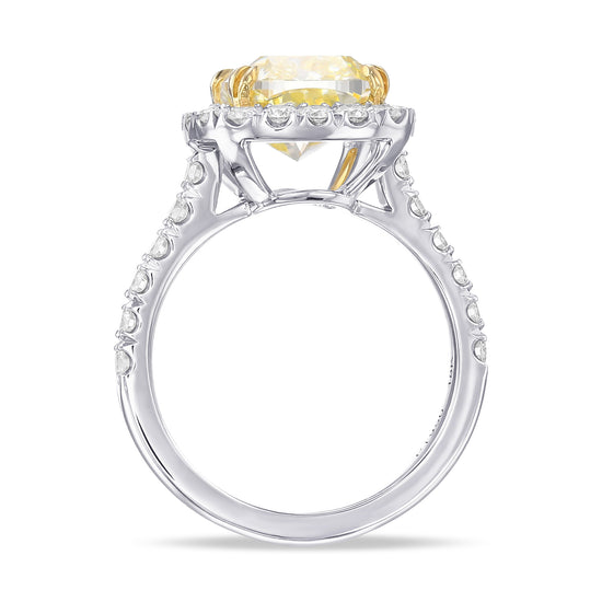Fancy Yellow Cushion Diamond Halo Ring