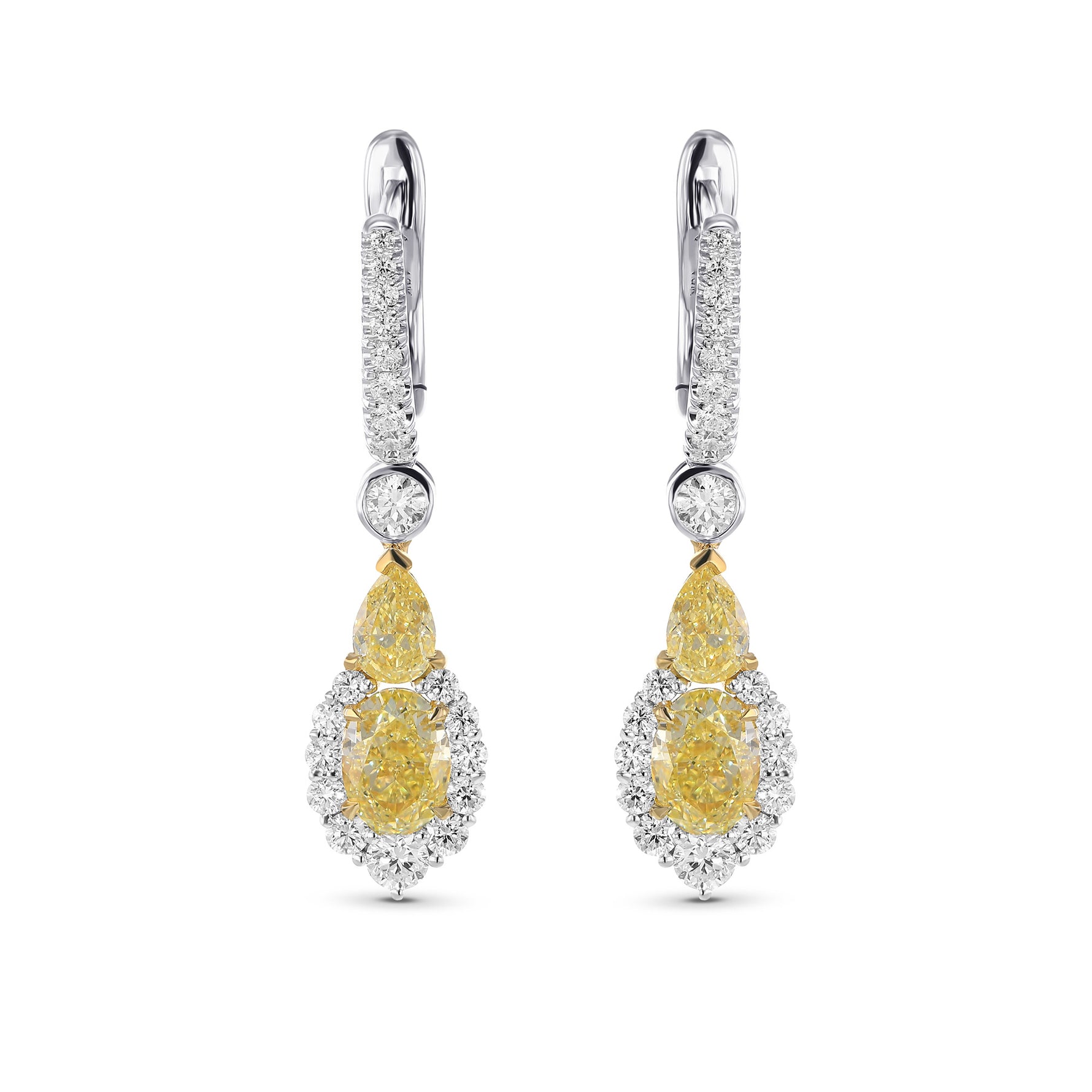 Extraordinary Fancy Yellow Drop Diamond Earrings