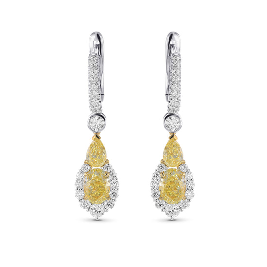 Extraordinary Fancy Yellow Drop Diamond Earrings