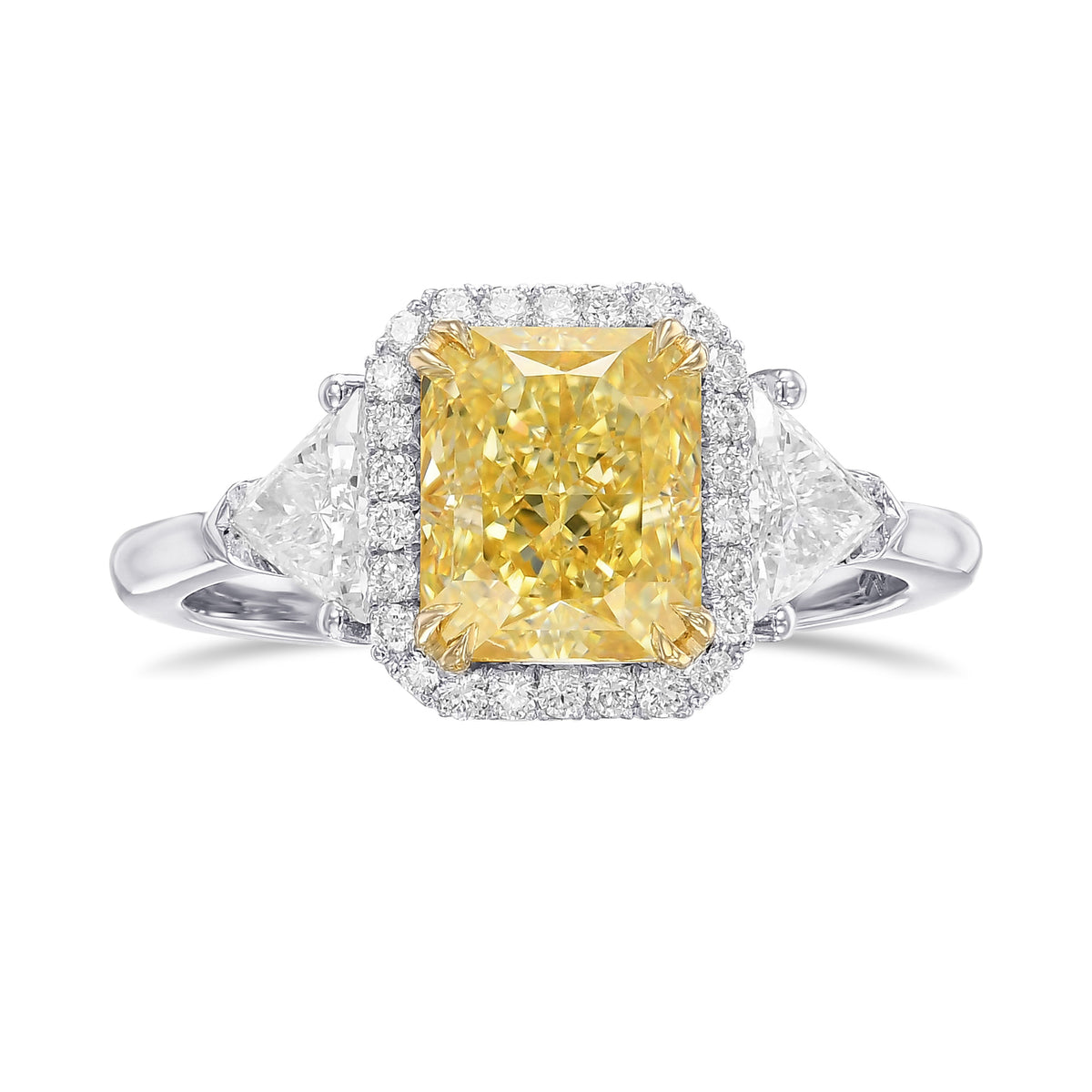 Fancy Yellow Radiant 3-stone Diamond Ring 
