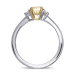 Fancy Intense Yellow Cushion 3 Stone Diamond Ring