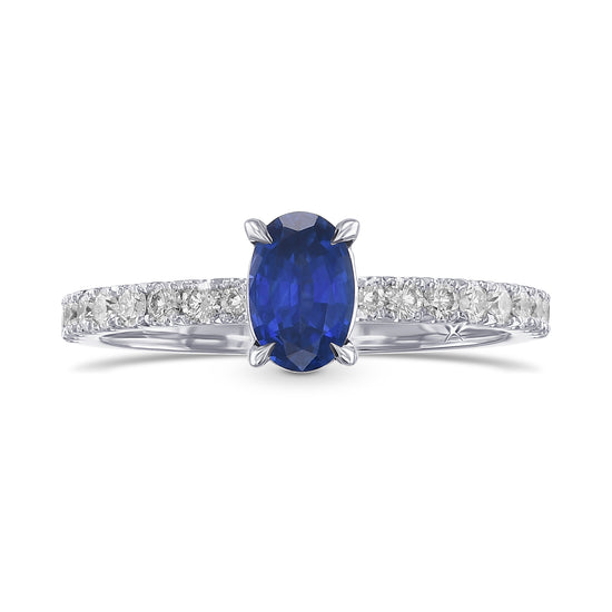 Oval Sapphire Side-stone Diamond Ring