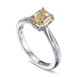 Fancy Deep Brownish Yellow Emerald Diamond Solitaire Ring
