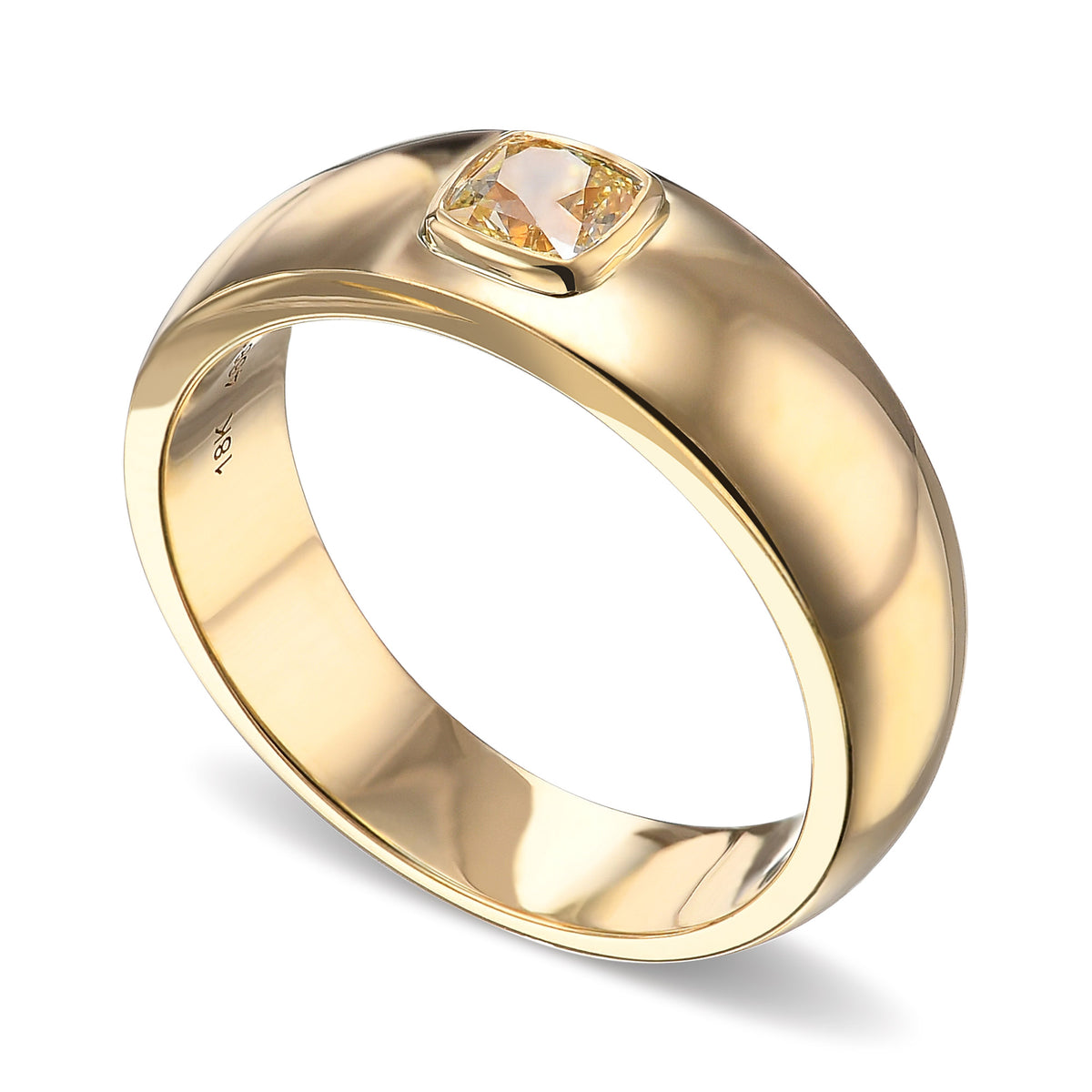 Fancy Yellow Cushion Solitaire Men's Ring