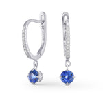 Round Sapphire & Diamond Drop Earrings