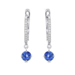 Round Sapphire & Diamond Drop Earrings