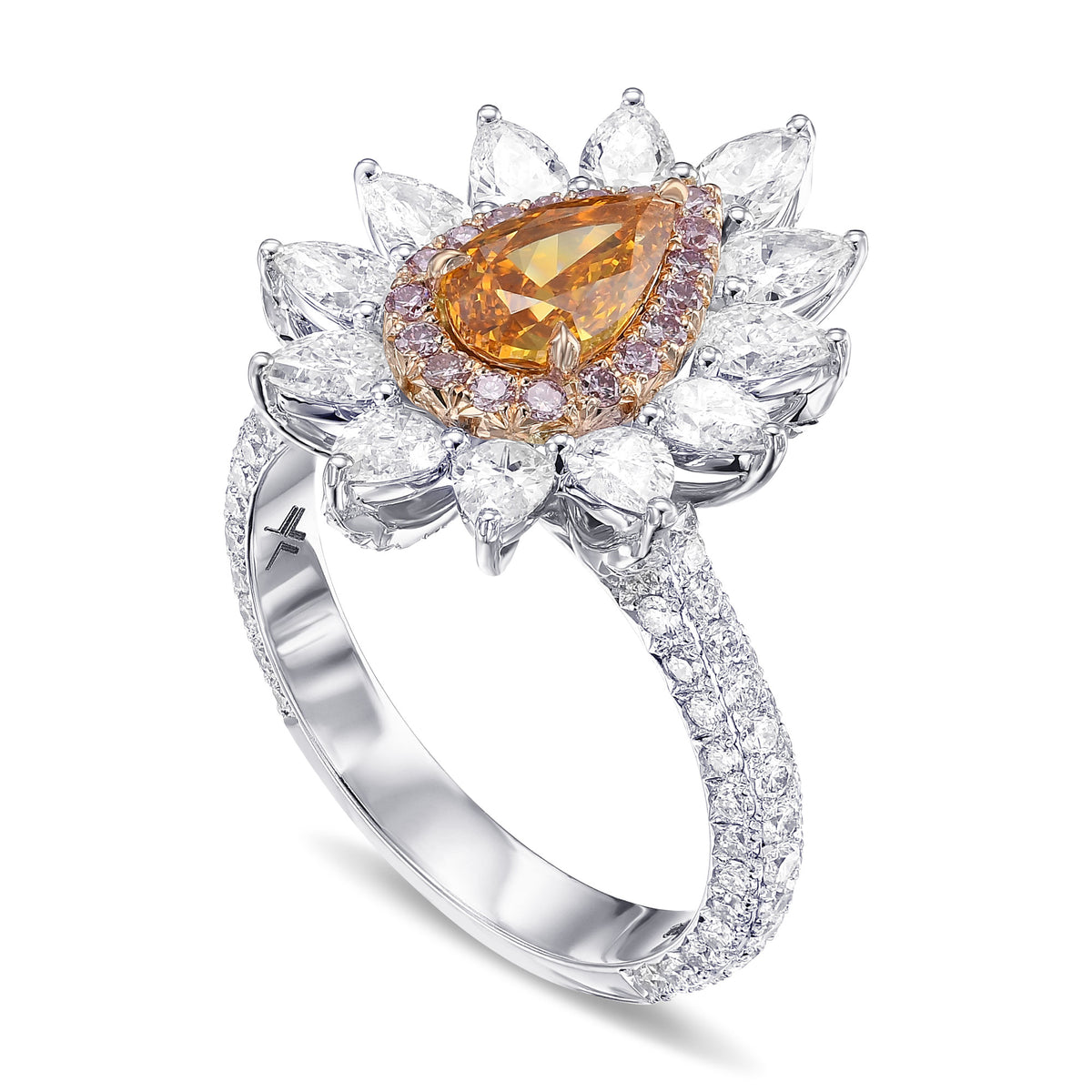 Fancy Vivid Yellowish Orange Pear Extraordinary Diamond Ring