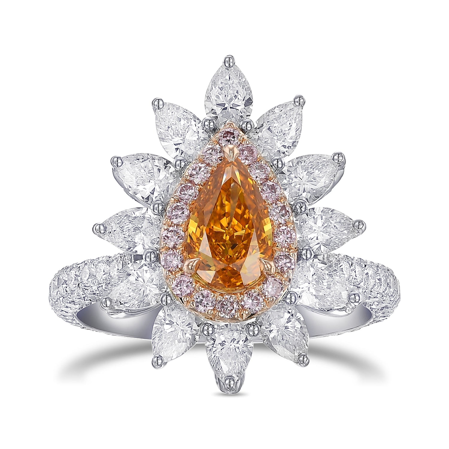 Fancy Vivid Yellowish Orange Pear Extraordinary Diamond Ring