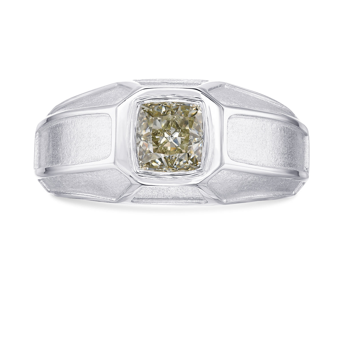Q-R Cushion Gents Diamond Graduated Band Ring