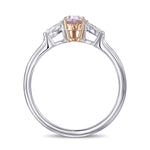 Fancy Pinkish Purple and Colorless Pear Three Stone Diamond Ring