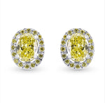 Fancy Yellow Oval Shaped Diamond Halo Earrings 