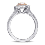 Very Light Pink Cushion Double Halo Diamond Ring