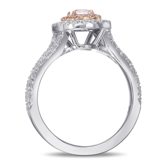 Very Light Pink Cushion Double Halo Diamond Ring