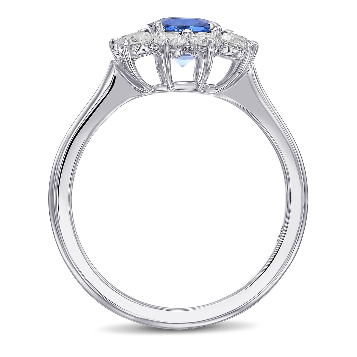 Blue Cushion Sapphire and Diamond Halo Ring 