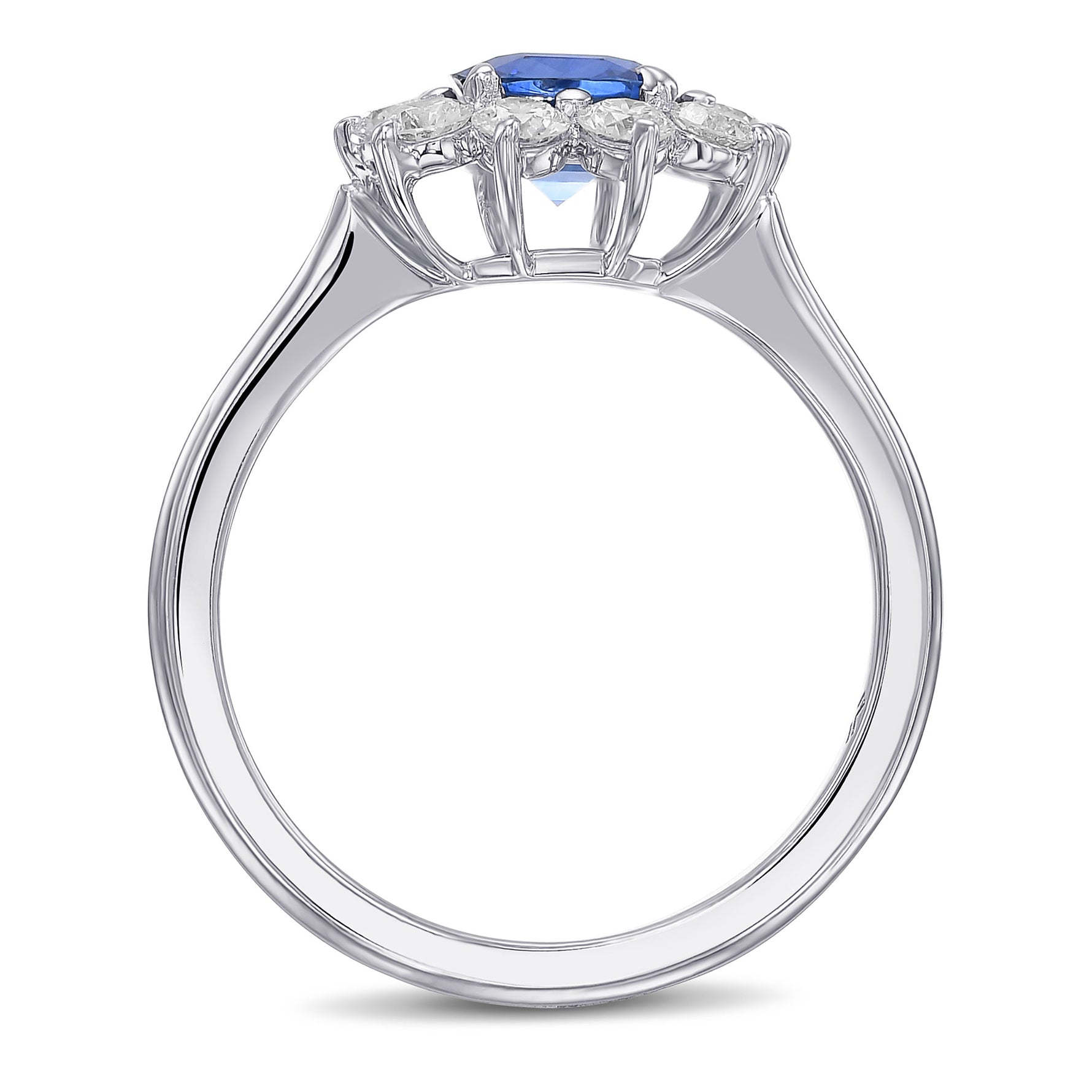 Blue Cushion Sapphire and Diamond Halo Ring 