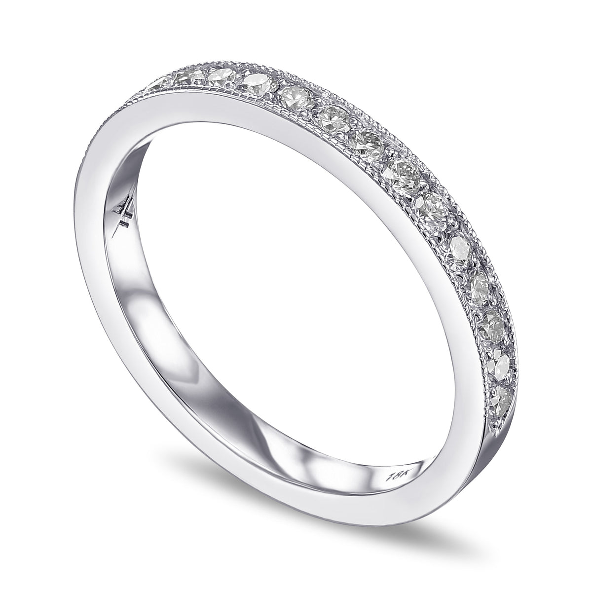 Millgrain Half Eternity Diamond Ring