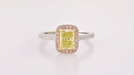 Fancy Yellow Radiant Halo Diamond Ring