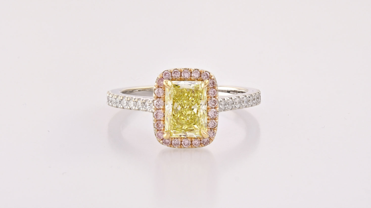 Fancy Yellow Radiant Halo Diamond Ring