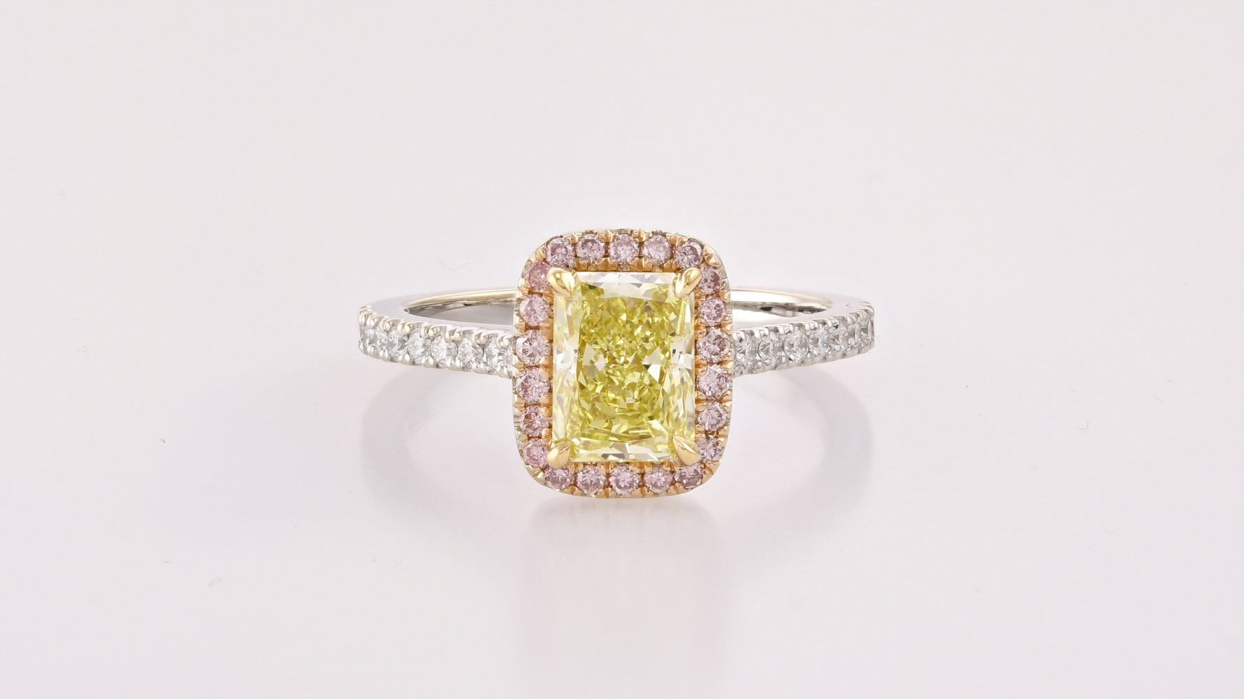 Fancy Yellow Radiant Halo Diamond Ring