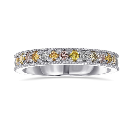 Milgrain Multicolored Diamond Stackable Band Ring
