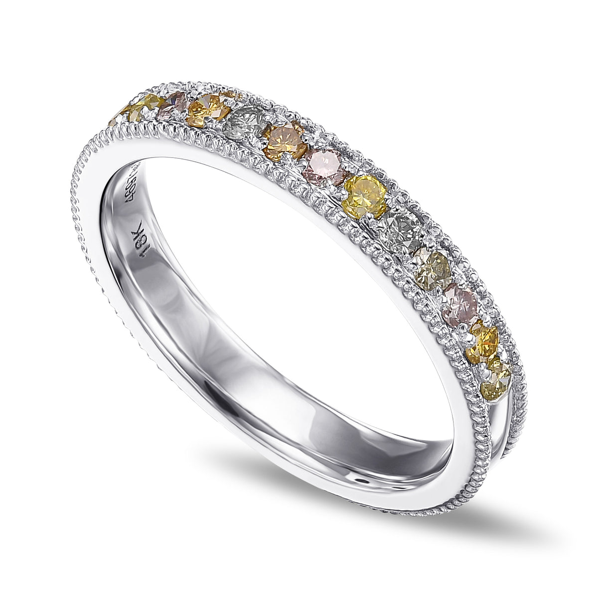 Milgrain Multicolored Diamond Stackable Band Ring