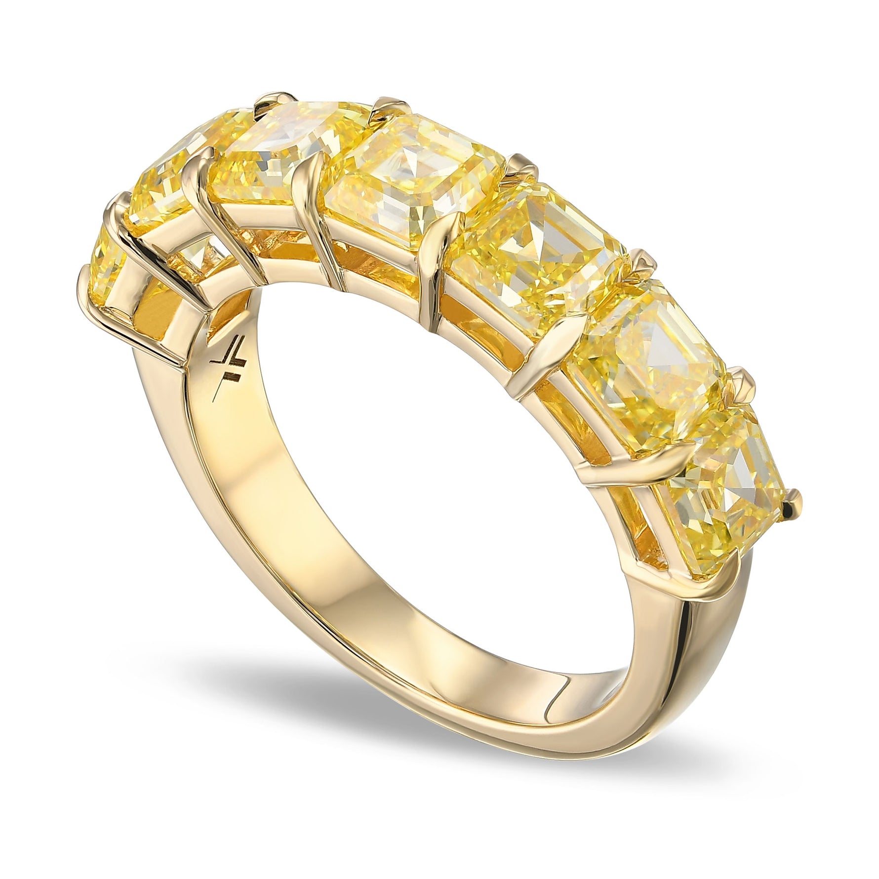 Fancy Intense Yellow Asscher-cut 7 Stone Diamond Ring