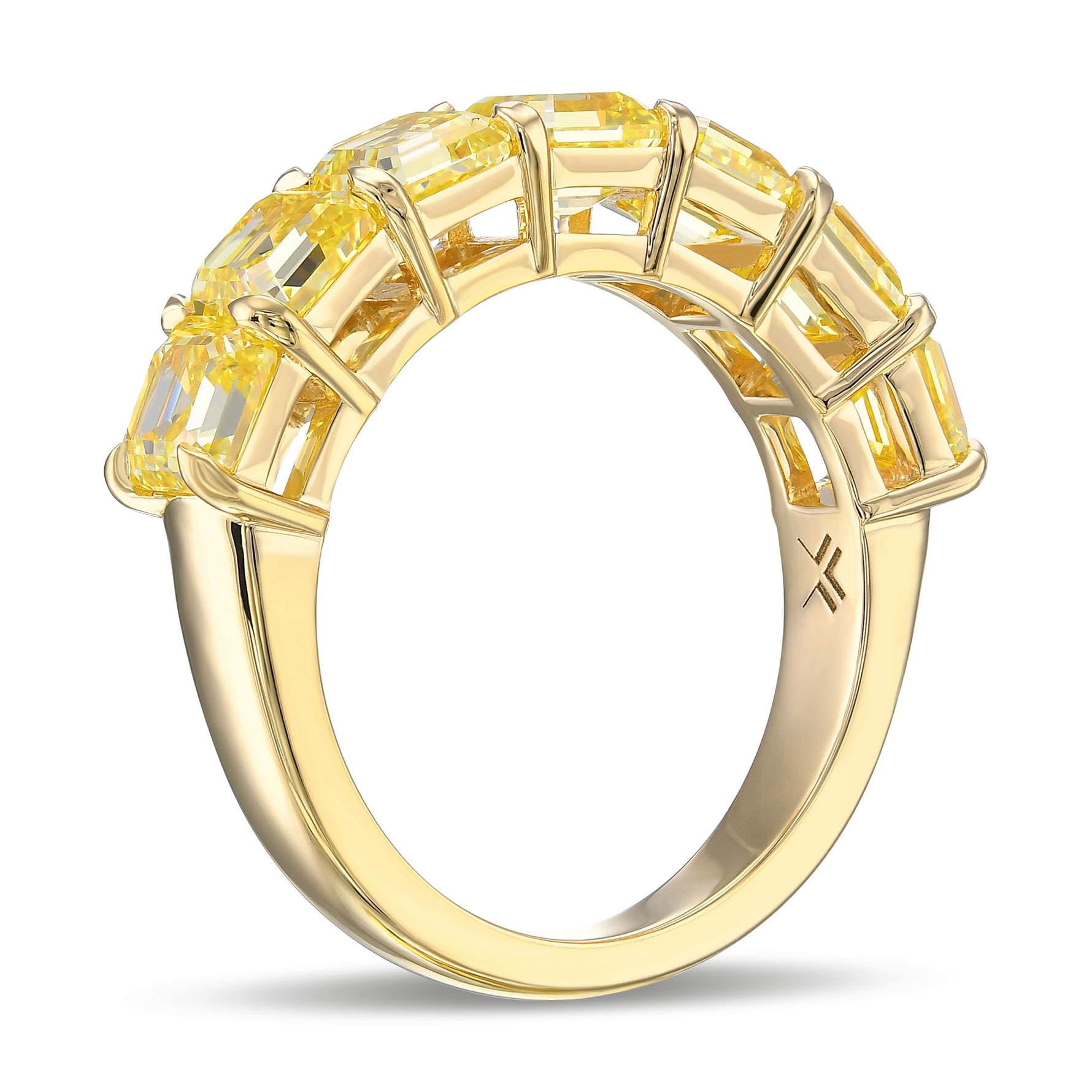 Fancy Intense Yellow Asscher-cut 7 Stone Diamond Ring