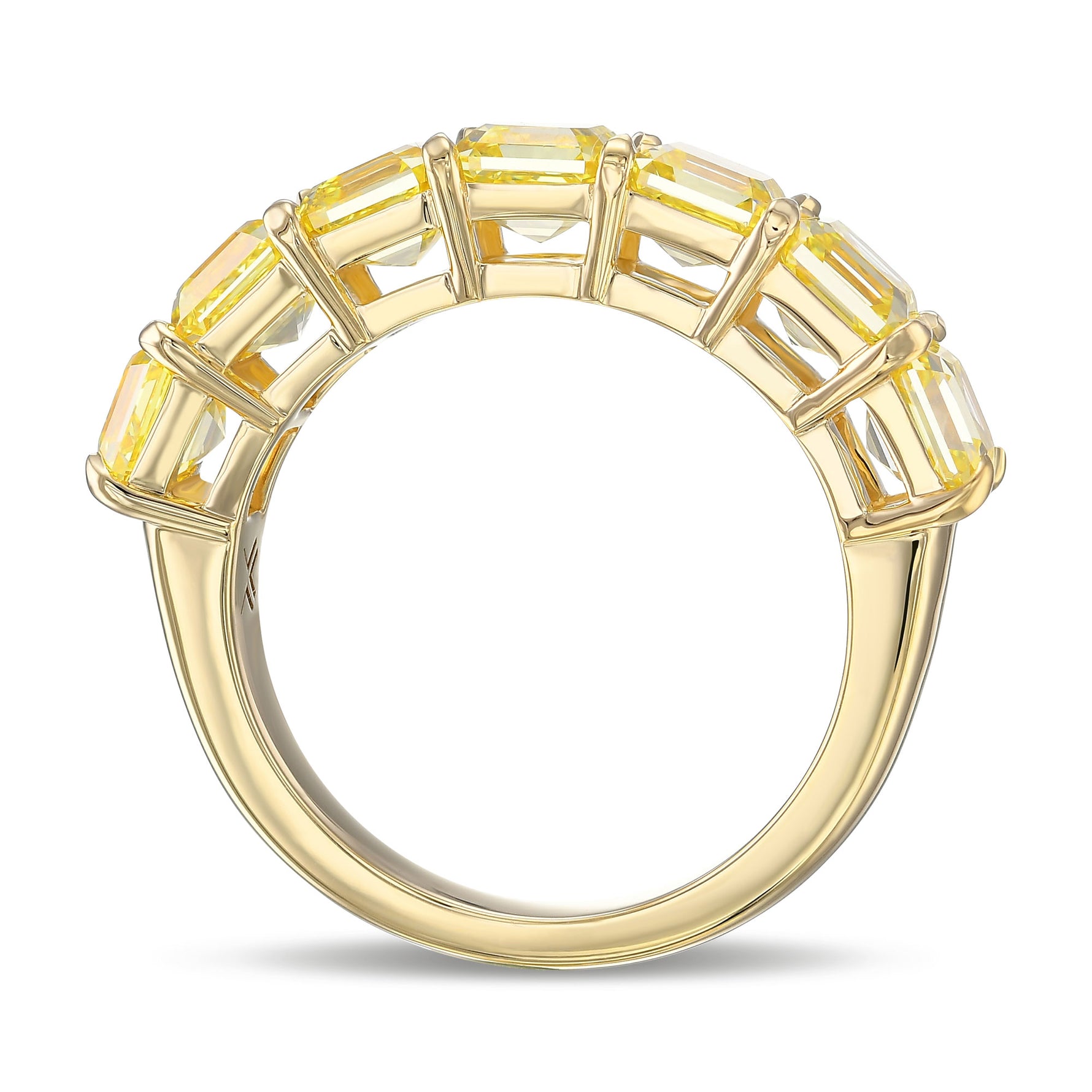 Fancy Intense Yellow Asscher-cut 7 Stone Diamond Ring