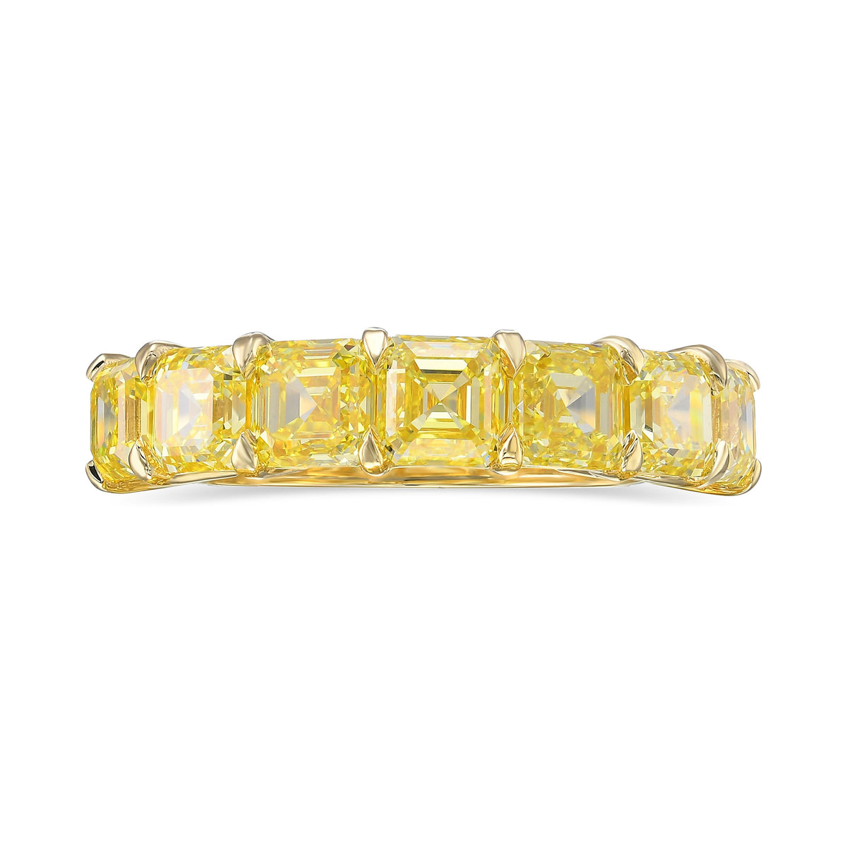 Fancy Intense Yellow Asscher-cut 7 Stone Diamond Ring