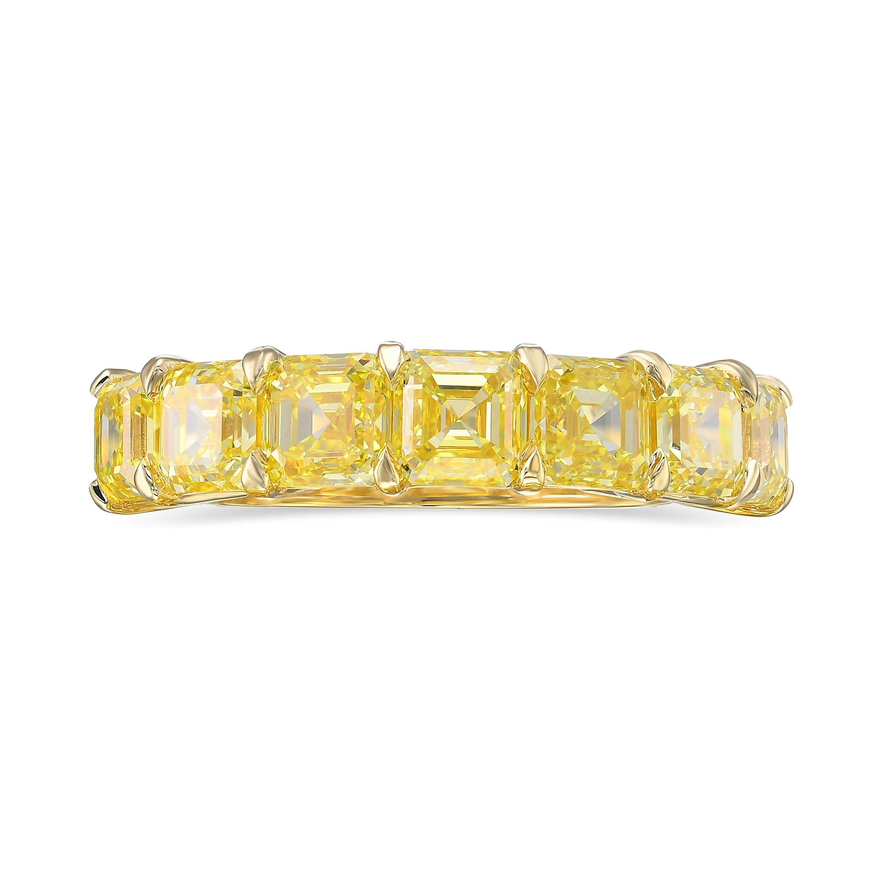 Fancy Intense Yellow Asscher-cut 7 Stone Diamond Ring