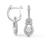 Round Brilliant Halo Diamond Drop Earrings 