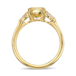 Fancy Yellow Cushion and Pear 3-stone Ring with Matching Contoured Wedding Band