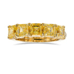 5 Stone Fancy Intense Yellow Asscher Diamond Band Ring