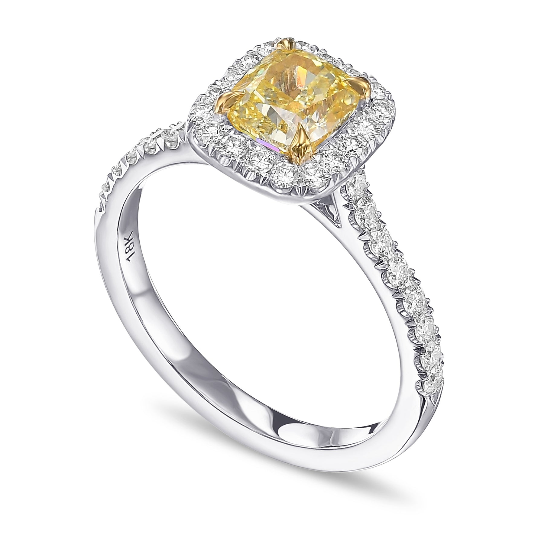 Fancy Yellow Cushion Halo Diamond Ring