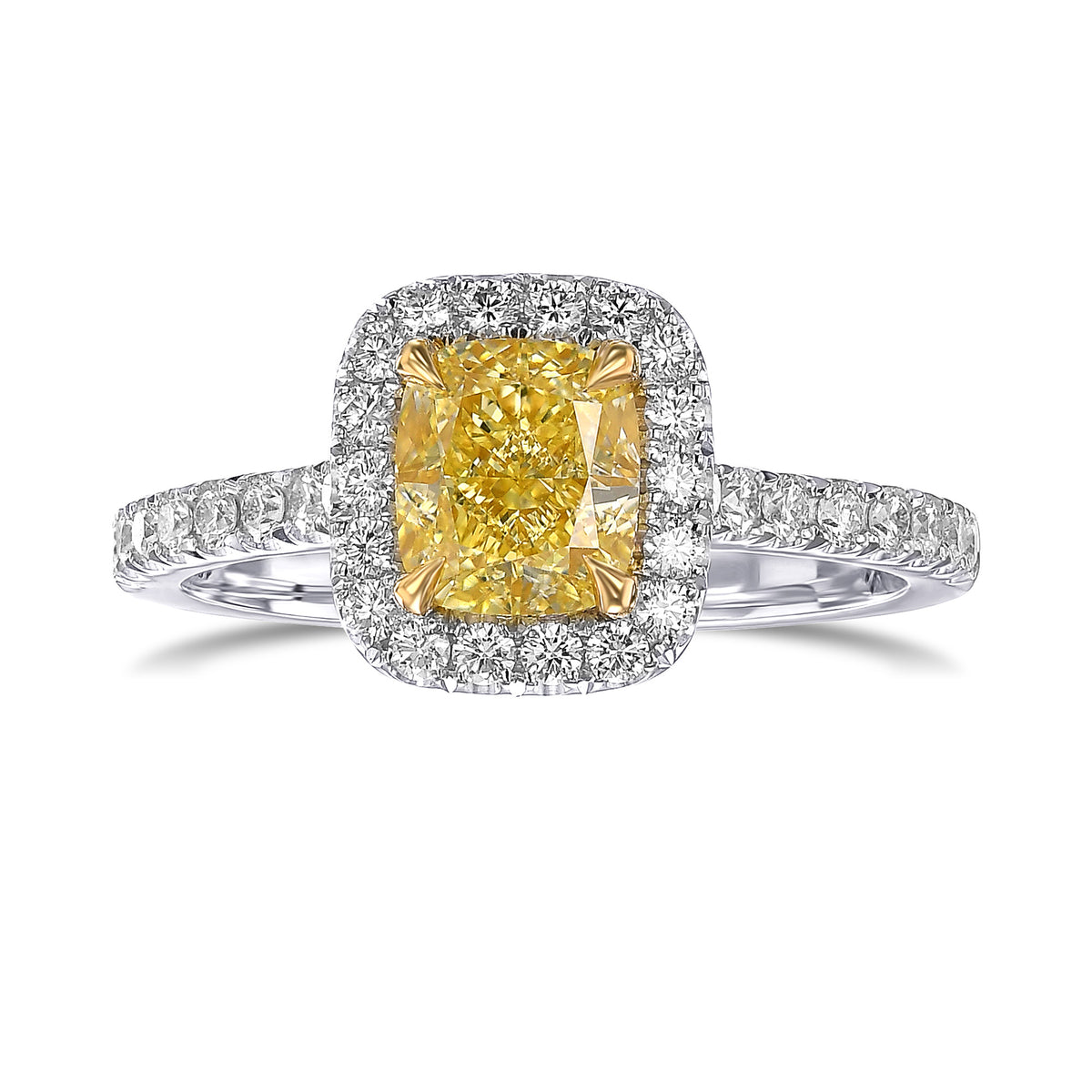 Fancy Yellow Cushion Halo Diamond Ring