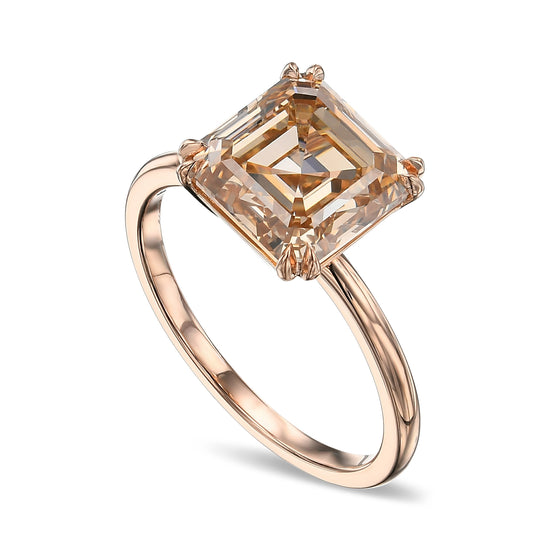 Fancy Brown Yellow Asscher Solitaire Diamond Ring