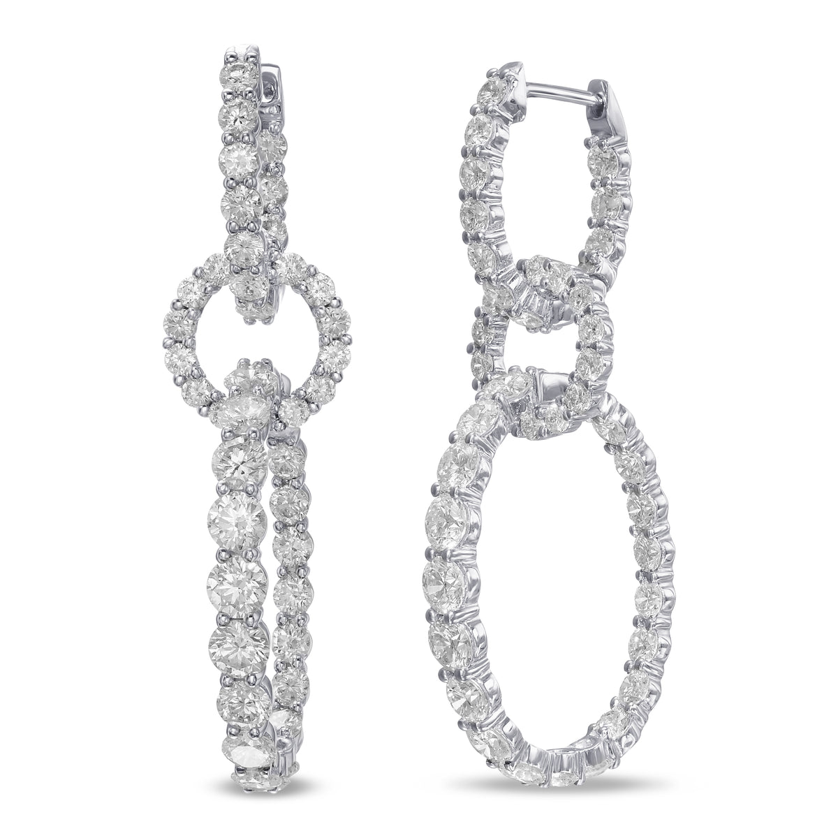  Colorless Drop Hoop Diamond Earrings