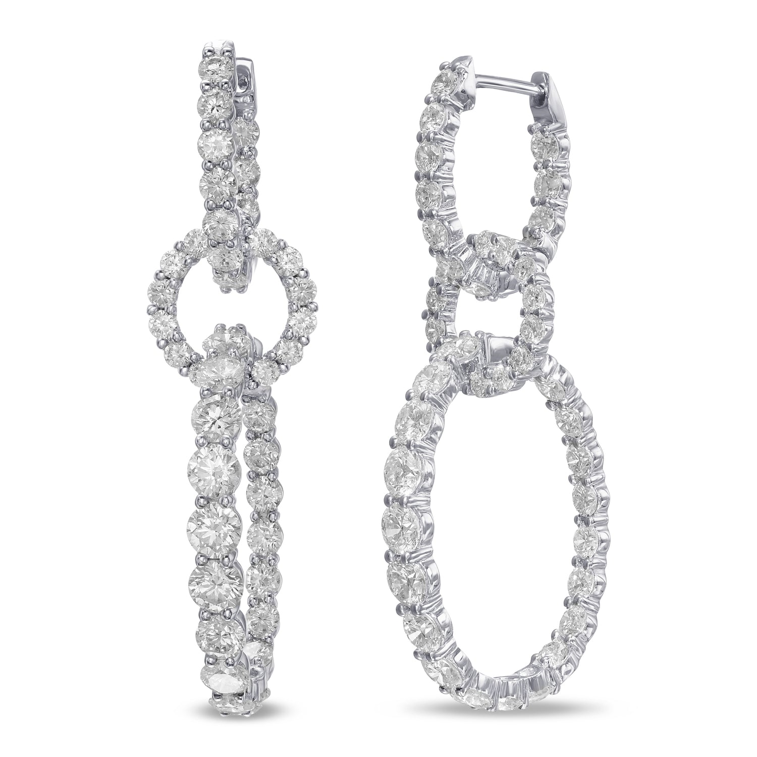  Colorless Drop Hoop Diamond Earrings