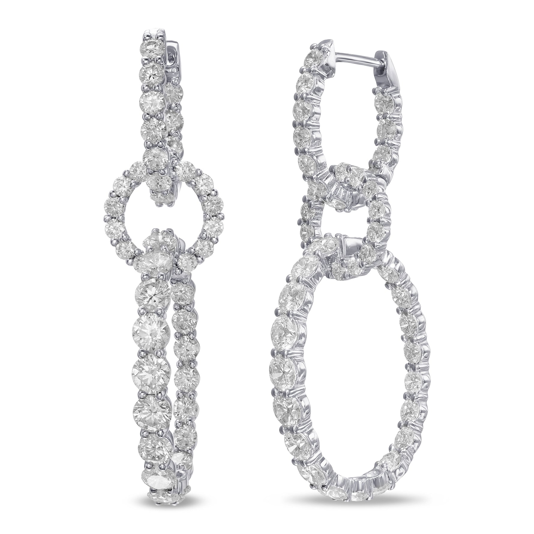  Colorless Drop Hoop Diamond Earrings