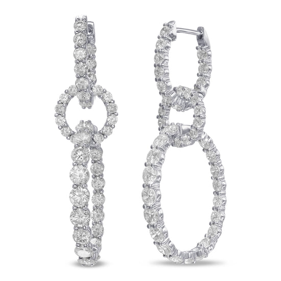  Colorless Drop Hoop Diamond Earrings
