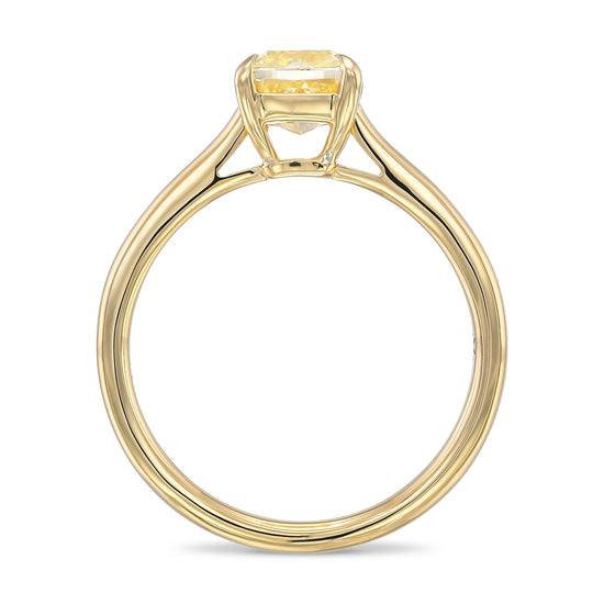 Fancy Yellow Cushion Solitaire Ring