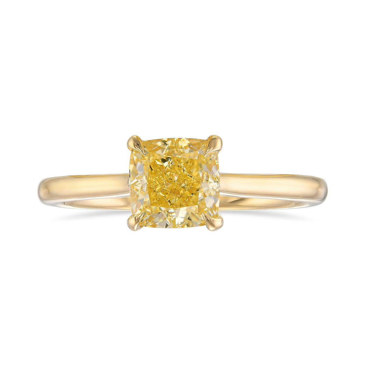 Fancy Yellow Cushion Solitaire Ring