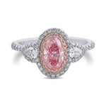 Extraordinary Argyle Fancy Intense Pink Oval Diamond Double Halo Ring