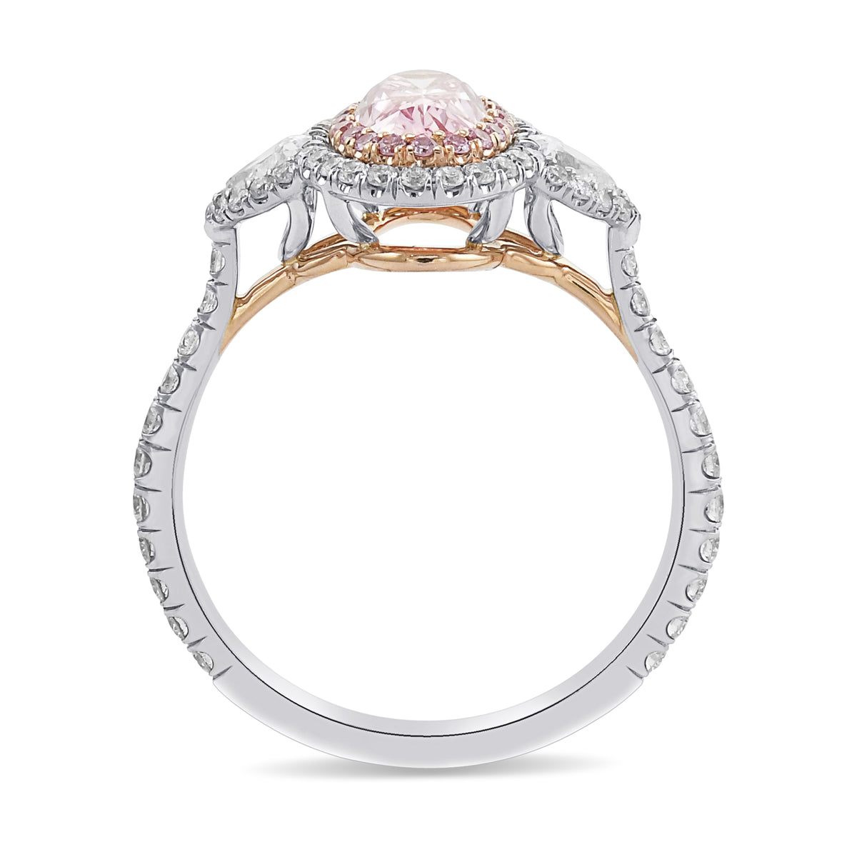 Extraordinary Argyle Fancy Intense Pink Oval Diamond Double Halo Ring