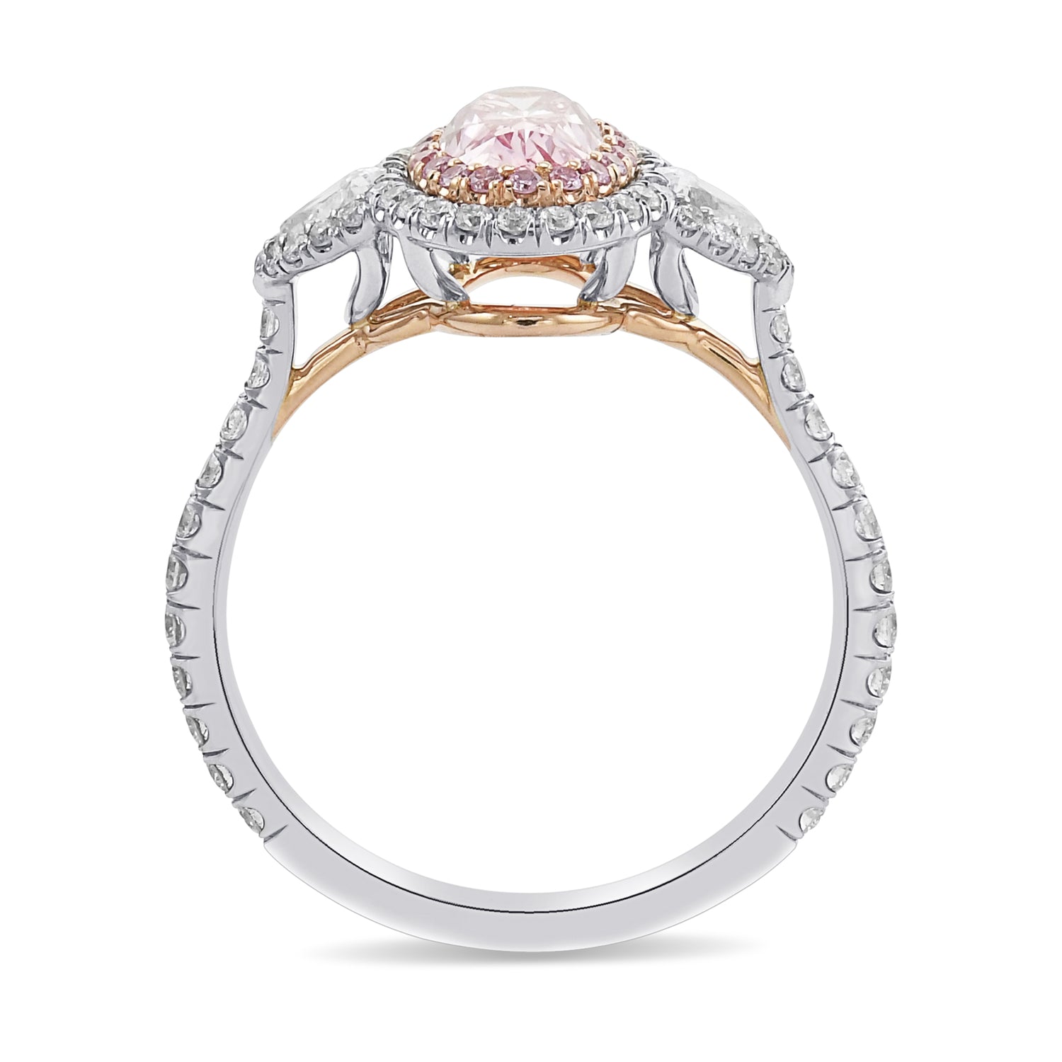 Extraordinary Argyle Fancy Intense Pink Oval Diamond Double Halo Ring
