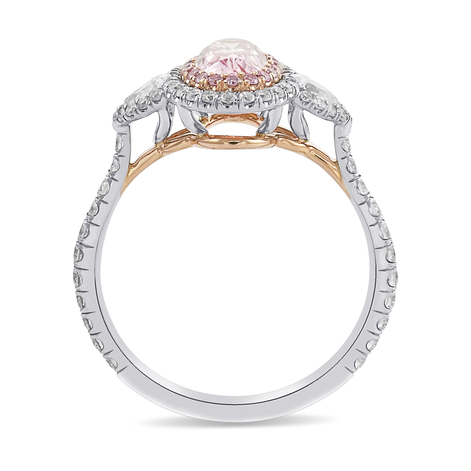 Extraordinary Argyle Fancy Intense Pink Oval Diamond Double Halo Ring