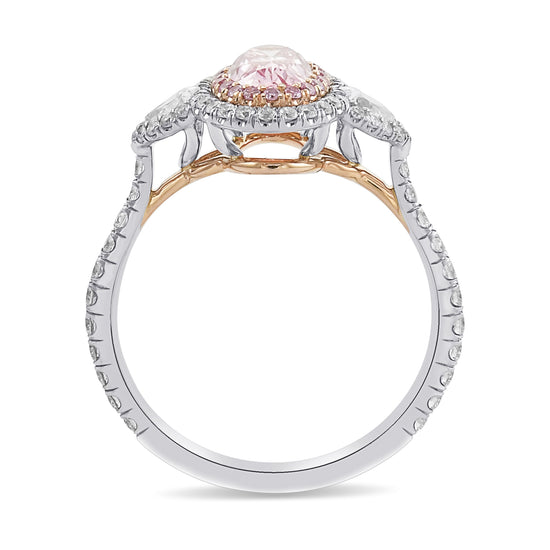 Extraordinary Argyle Fancy Intense Pink Oval Diamond Double Halo Ring